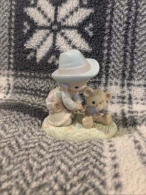 Precious Moments Pastel Blue-Hat Girl with Teddy Figurine